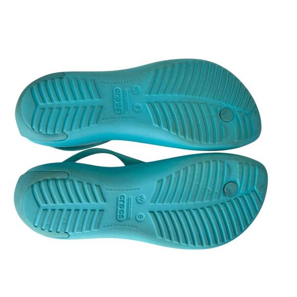 CROCS Womens Serena Sandal Size 9 Turquoise/ Blue Sexi Flip Flop Thong - Picture 7 of 8